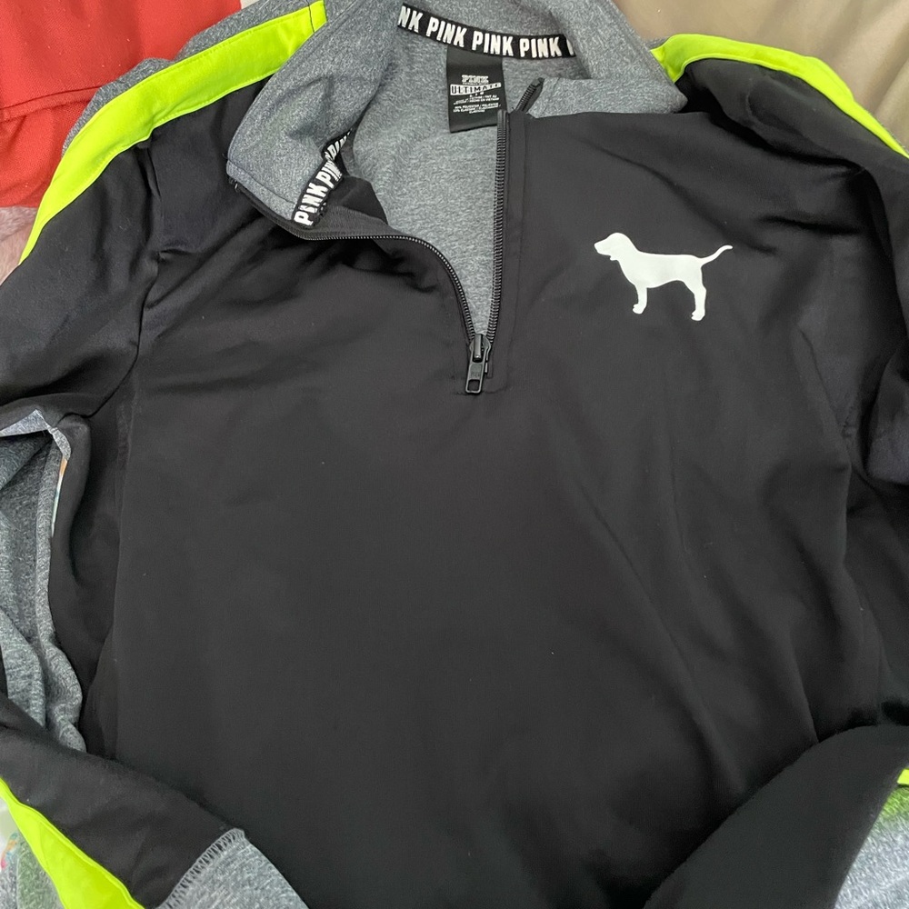 Pink by Victoria Secret VS zip up with reflective lettering and thumb hole.